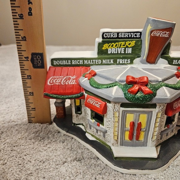 Vintage Coca Cola Scooter's Drive In Christmas Village Lighted Building 1996 - Picture 10 of 12